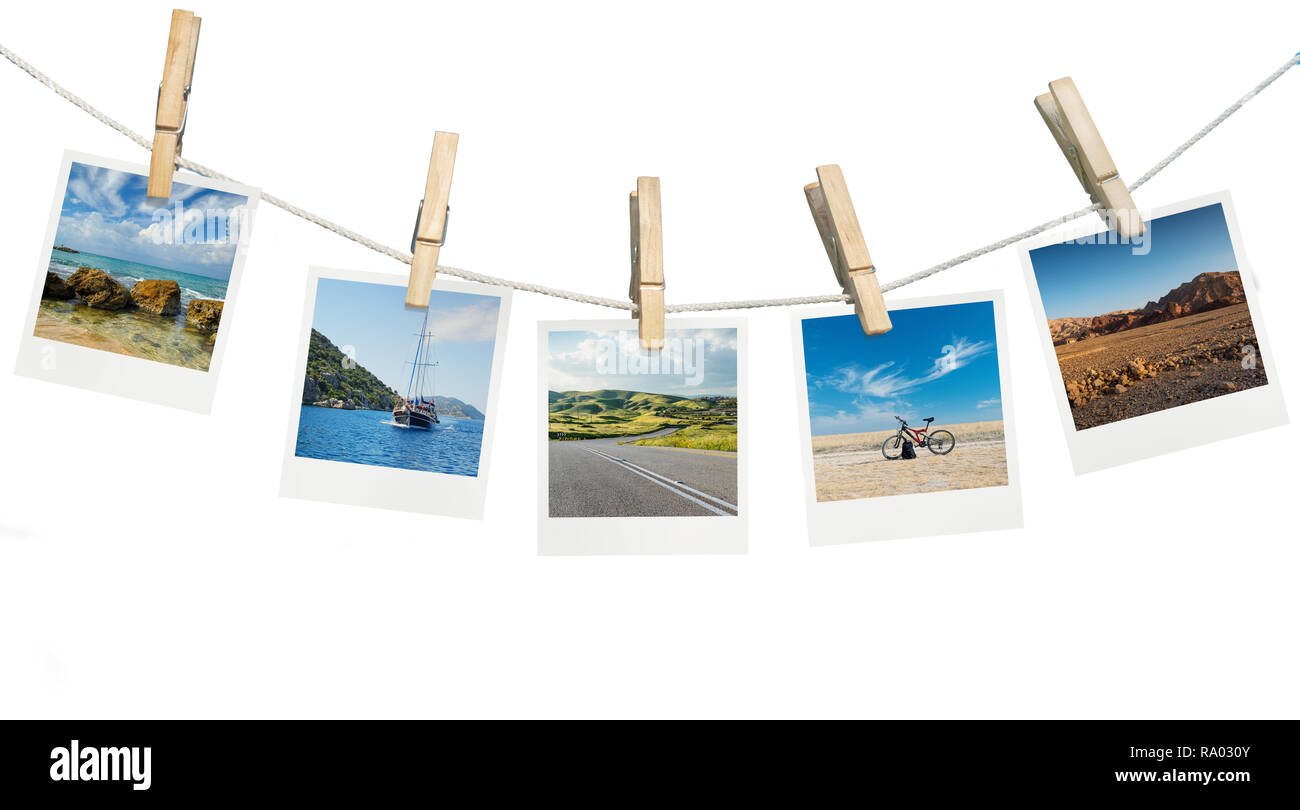 Pictures of summer destinations isolated Stock Photo