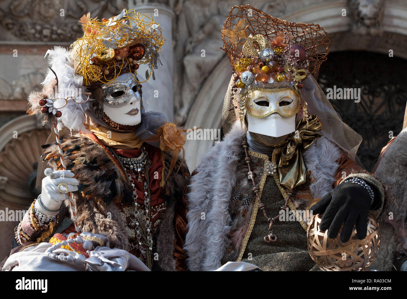 Venice Carnival masks and costumes Stock Photo