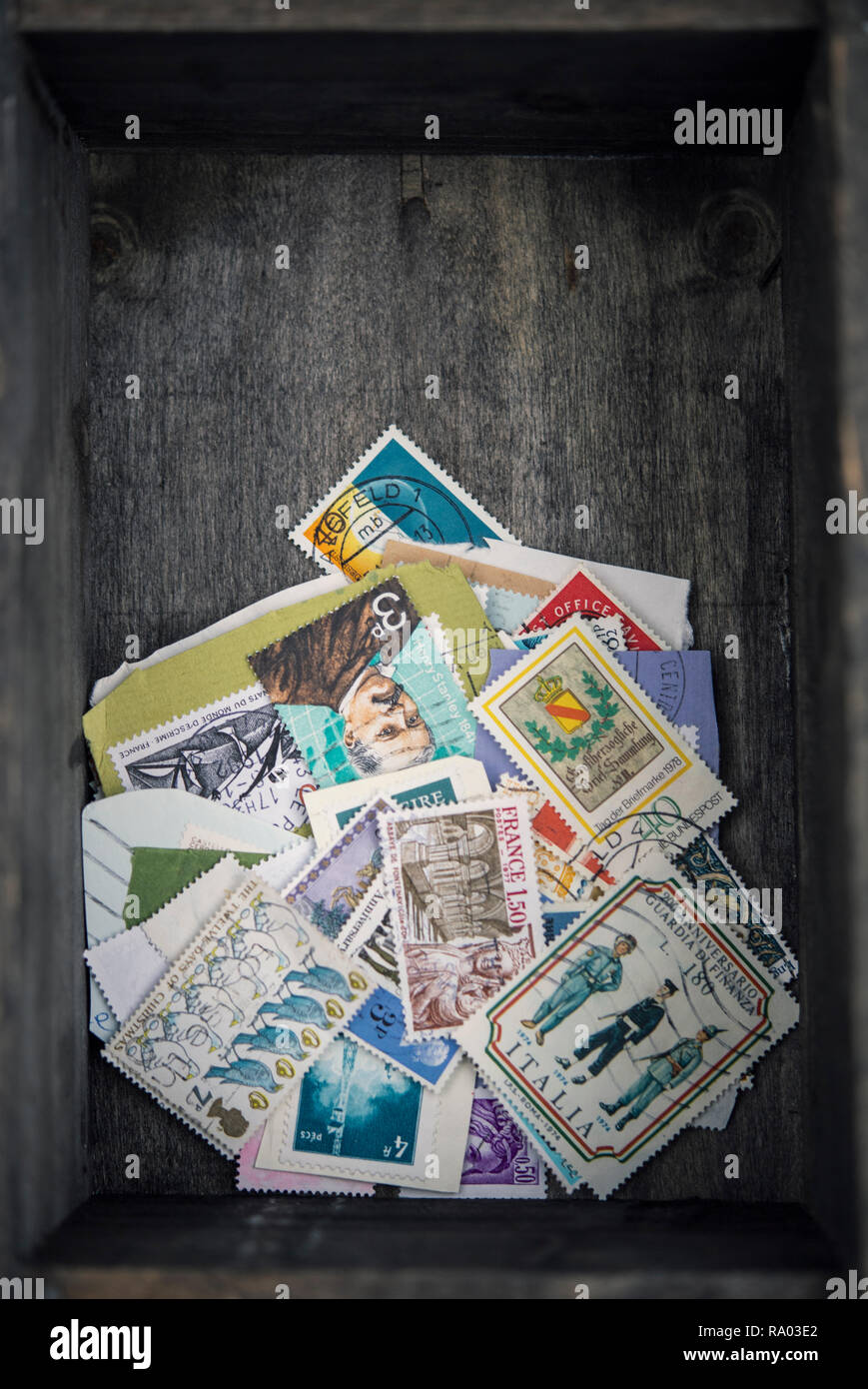 Selection of used postage stamps from around the world Stock Photo Alamy