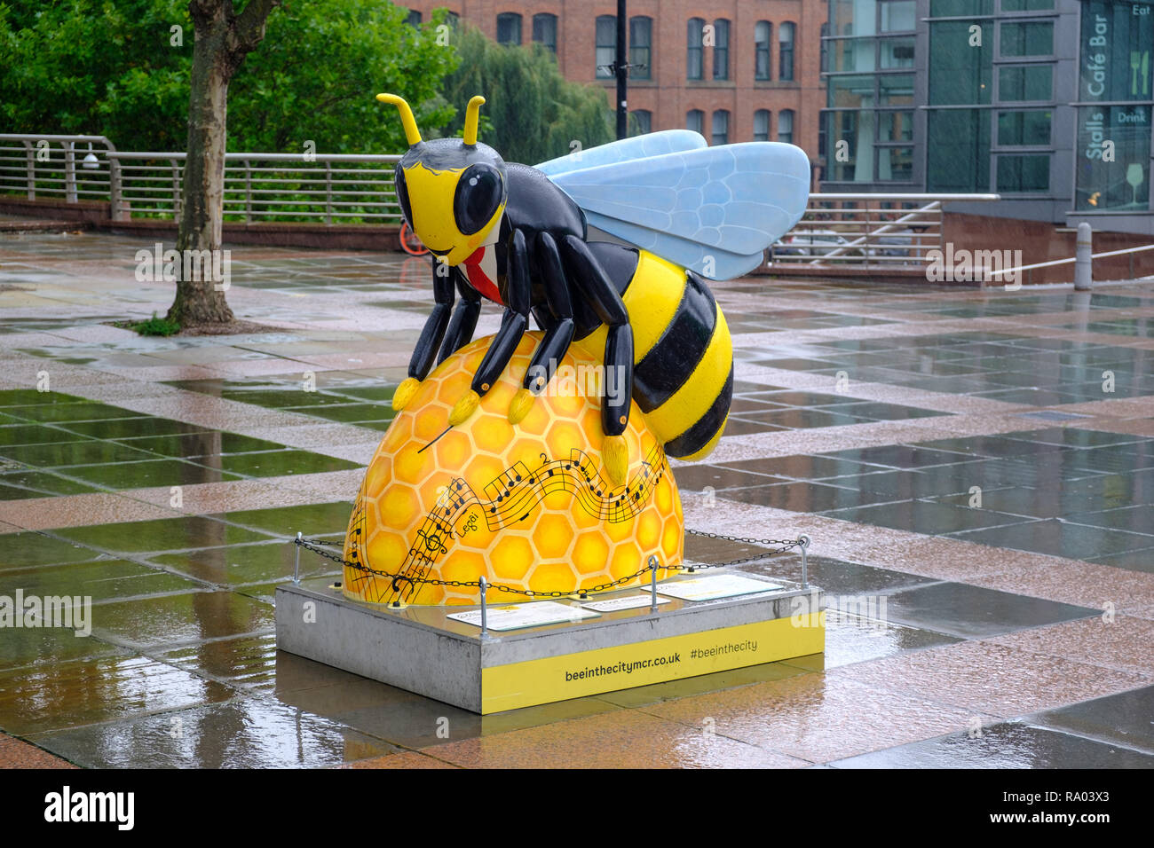 A Bee in the City sculpture, part of the summer 2018 public art event in the City of Manchester, UK Stock Photo