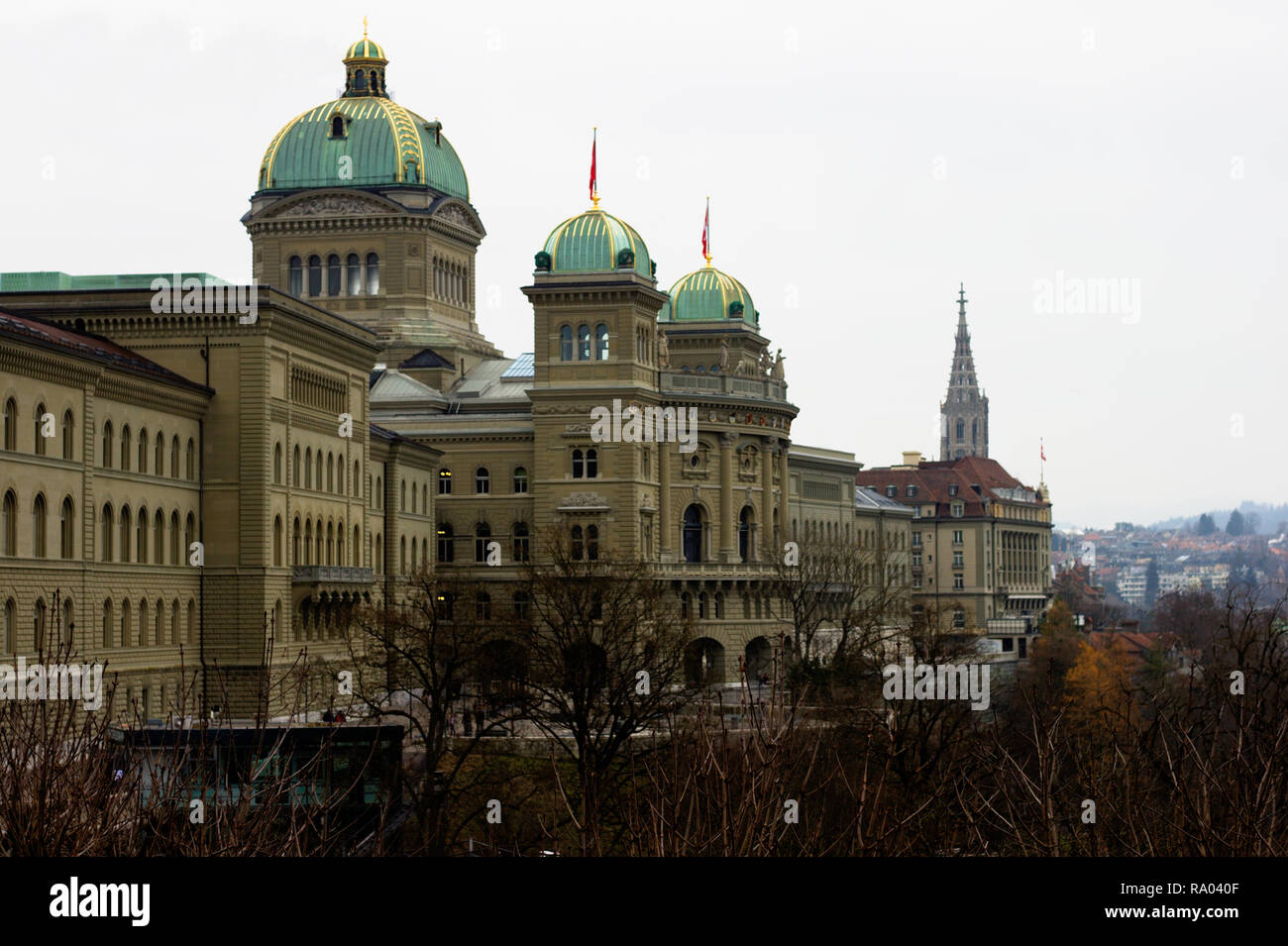 Southwestern side of the House of Parliament in Bern, the capital of Switzerland. Stock Photo