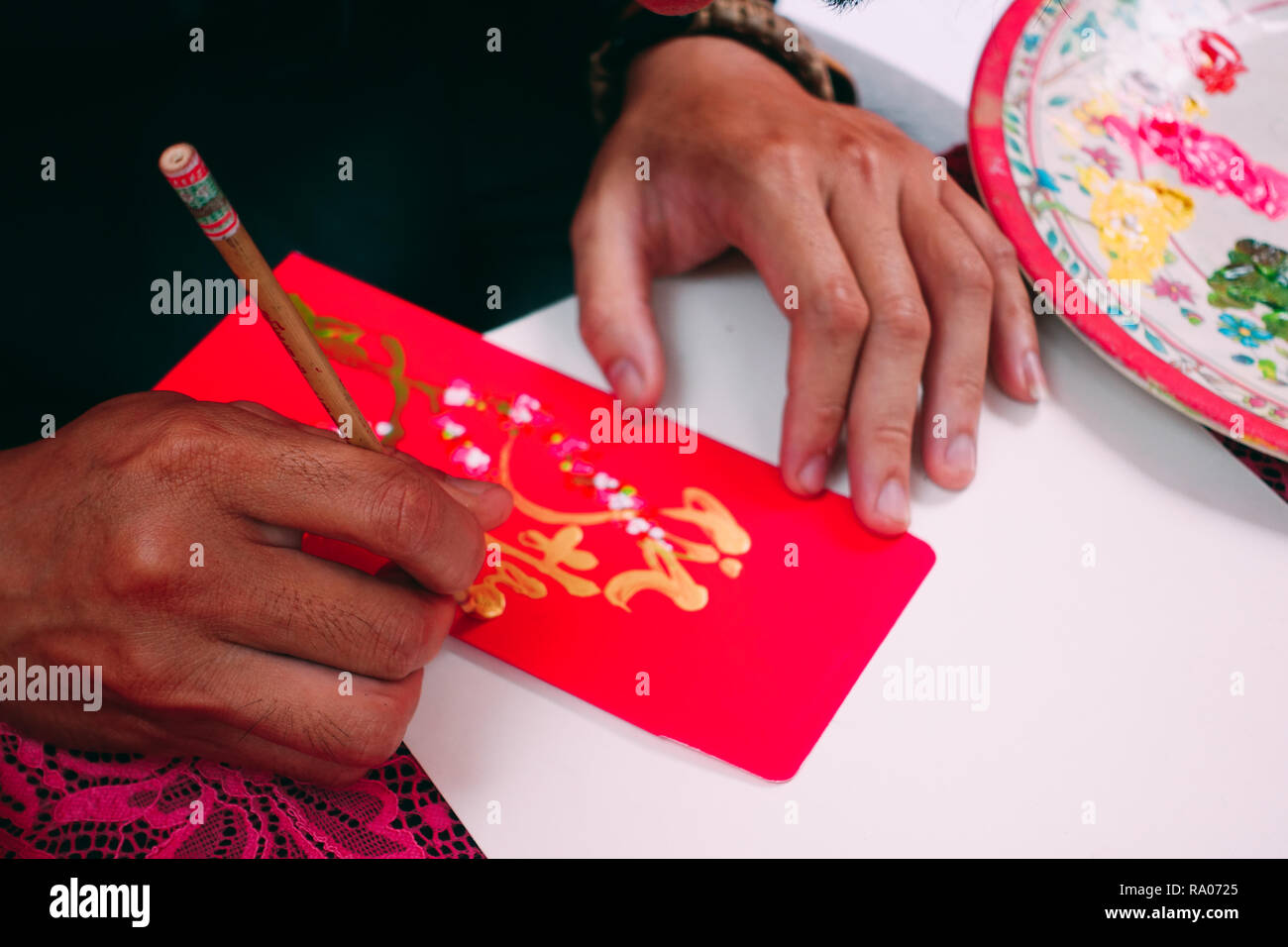 Lucky red envelope in Vietnamese Tet holiday for lucky, successful, make a lot of money. High