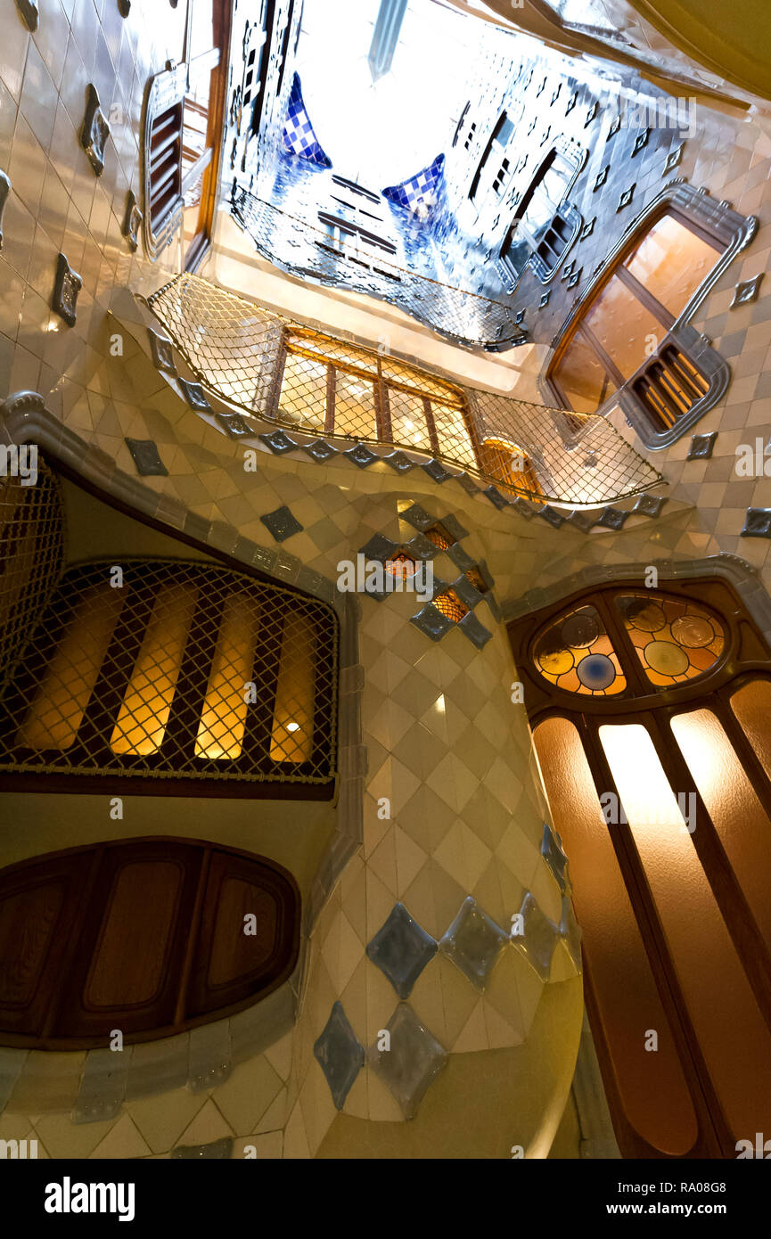 The interior of the Casa Batllo house designed by Antoni Gaudi ...