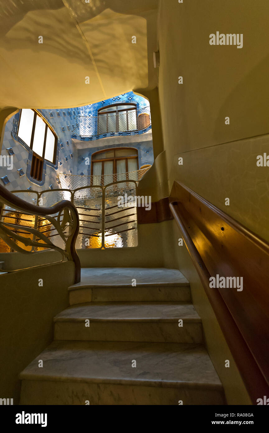 The interior of the Casa Batllo house designed by Antoni Gaudi ...