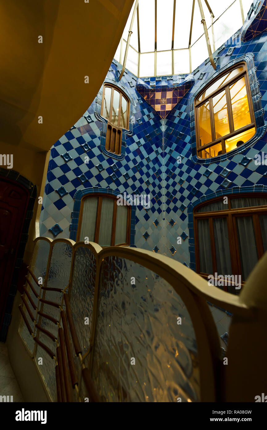 The interior of the Casa Batllo house designed by Antoni Gaudi ...