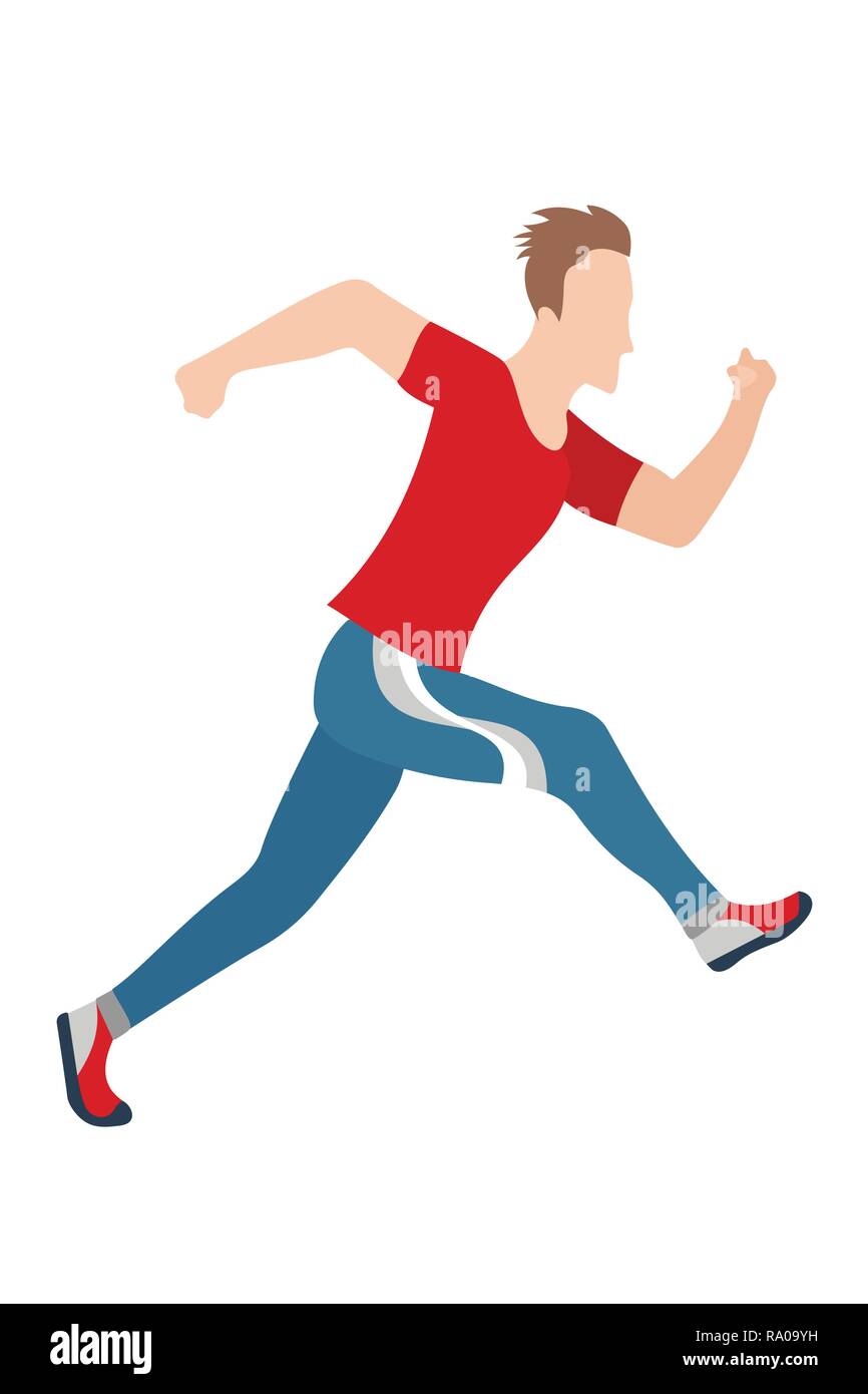 Vector running man in flat design style. Sport. Run. Active fitness