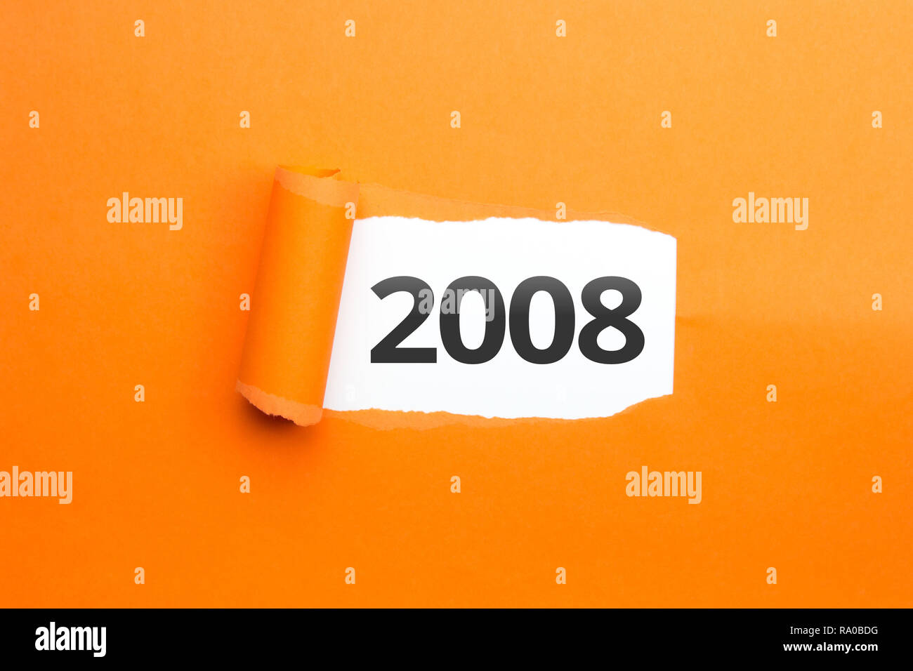 surprising Number / Year 2008 orange background Stock Photo