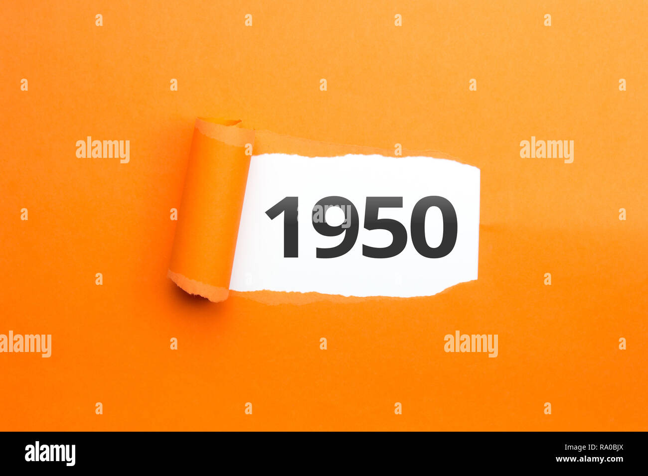 surprising Number / Year 1950 orange background Stock Photo