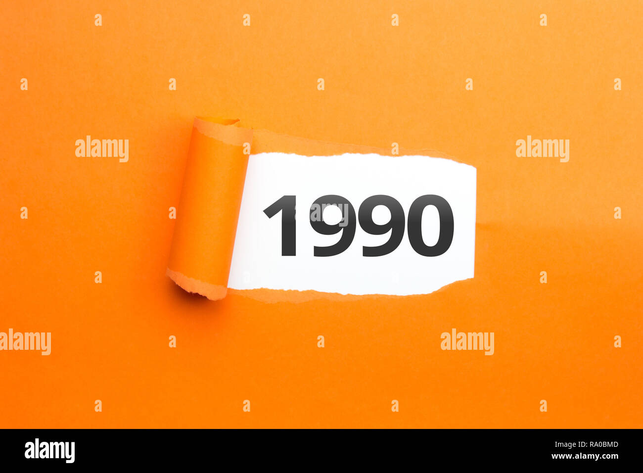 surprising Number / Year 1990 orange background Stock Photo