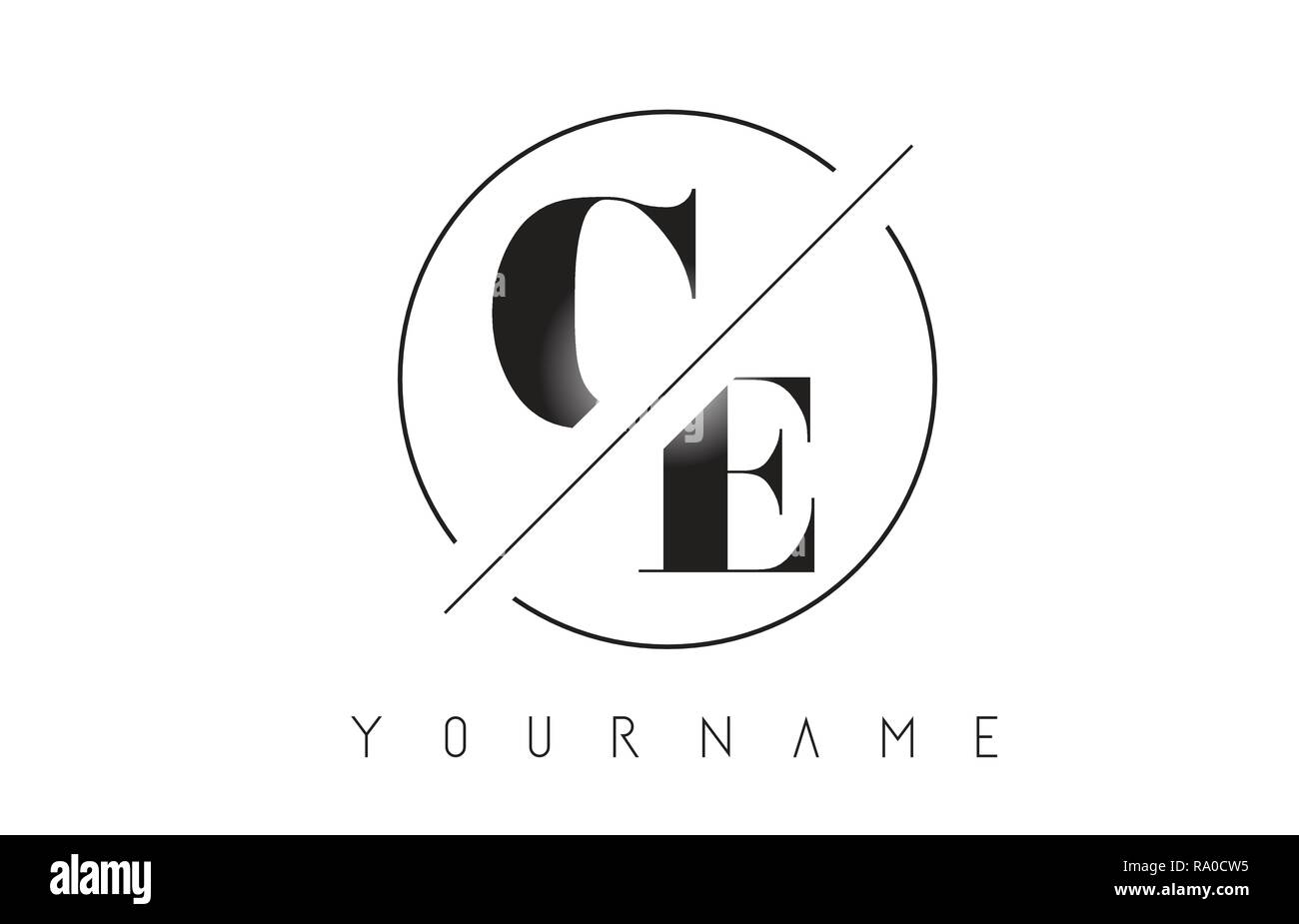 CE Letter Logo with Cutted and Intersected Design and Round Frame ...