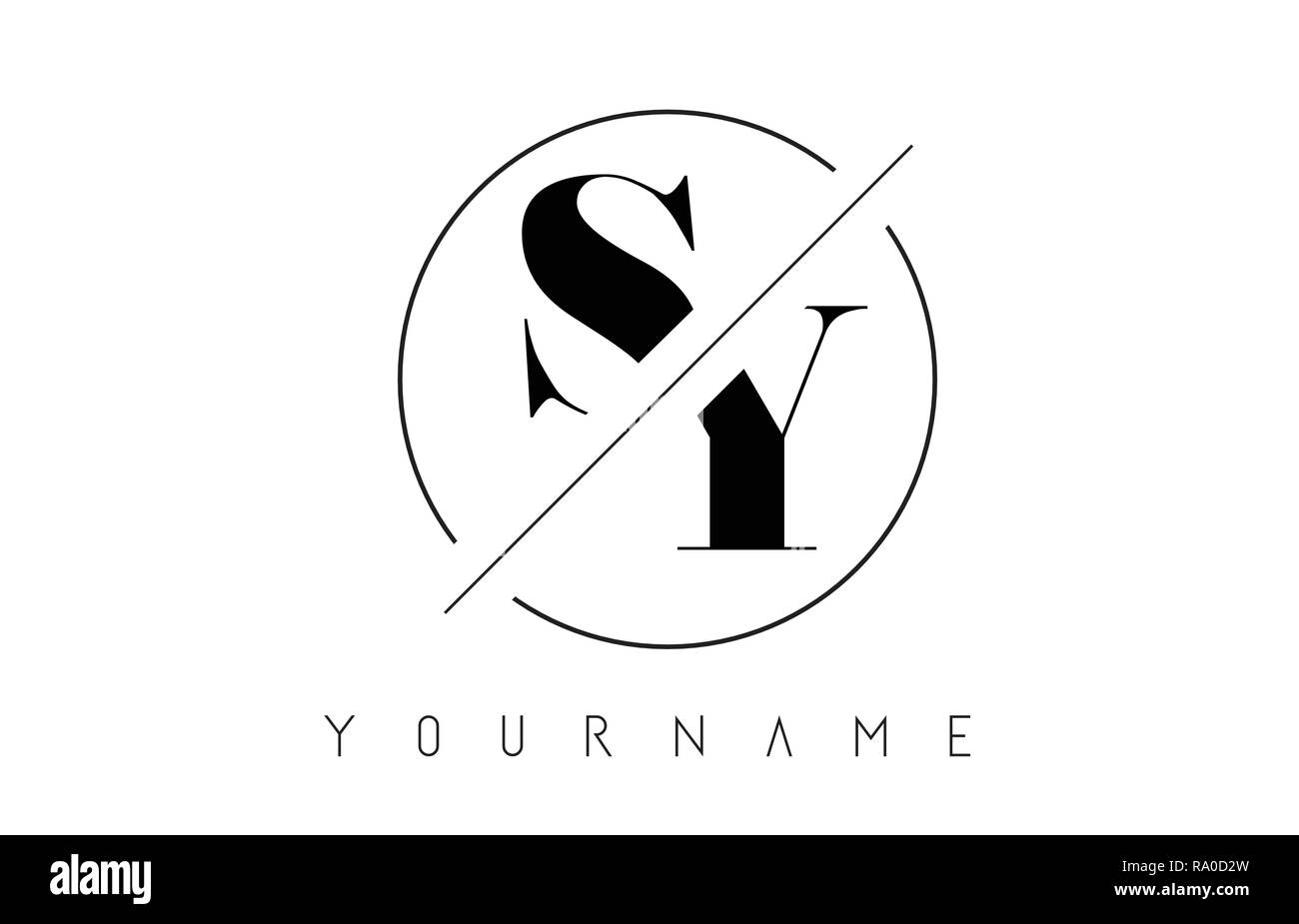SY Letter Logo with Cutted and Intersected Design and Round Frame ...