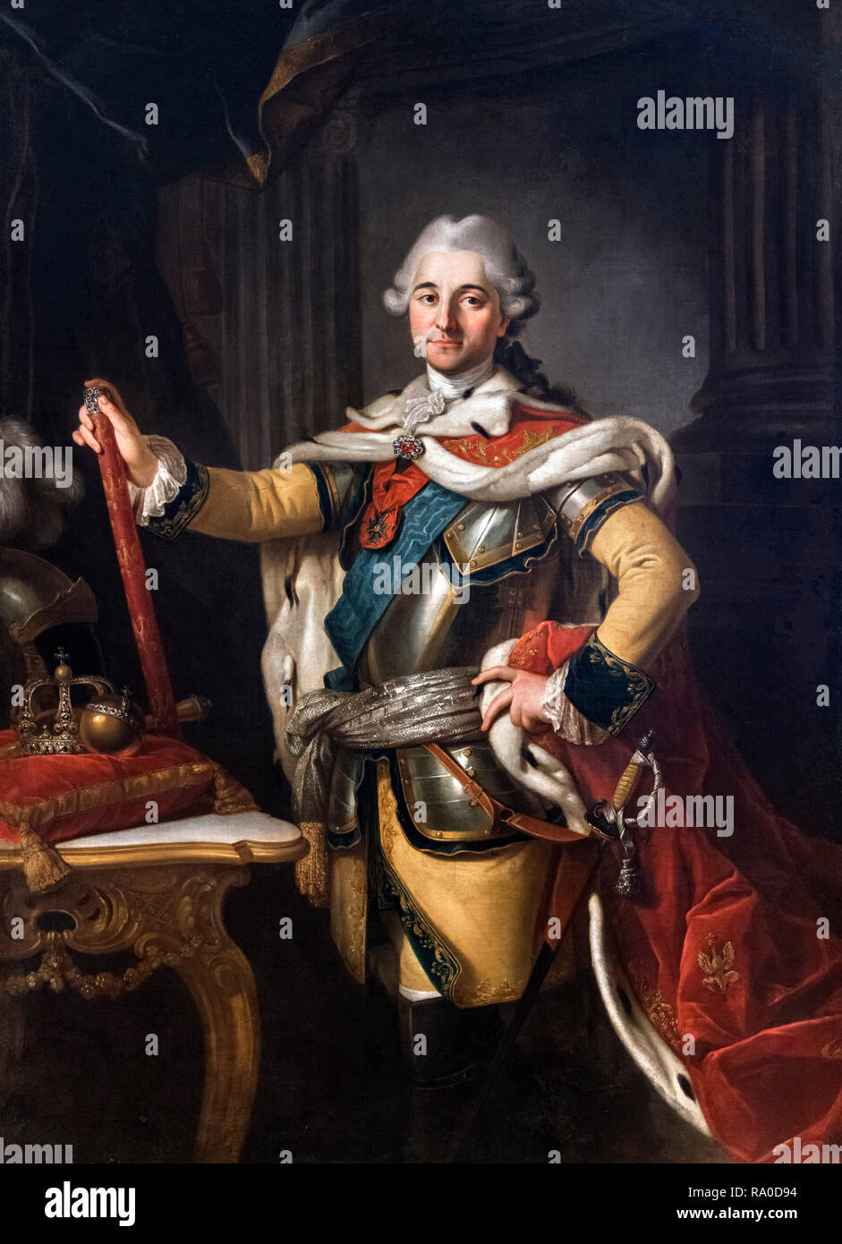 Portrait of Stanisław August Poniatowski (1732-1798) by Per Krafft the Elder (1724-1793), oil on canvas, c.1767. Stanislaw II Augustus was King of Poland and Grand Duke of Lithuania from 1764 to 1795, and was the last monarch of the Polish-Lithuanian Commonwealth. Stock Photo