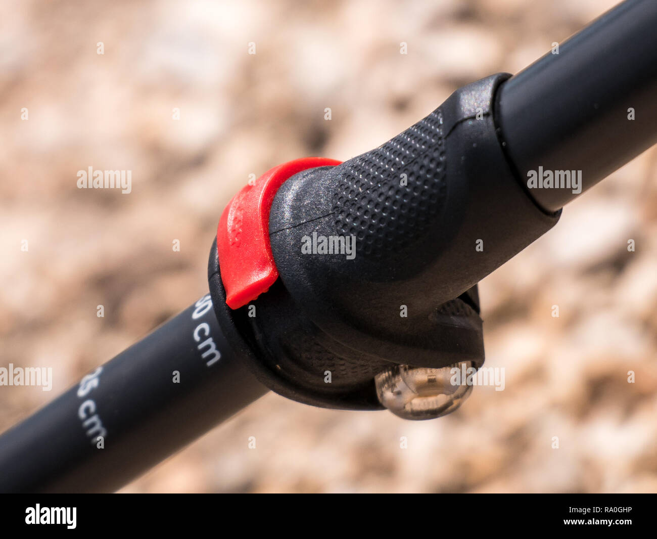 Close-up of a union element as a detail of a carbon trekking pole. Stock Photo