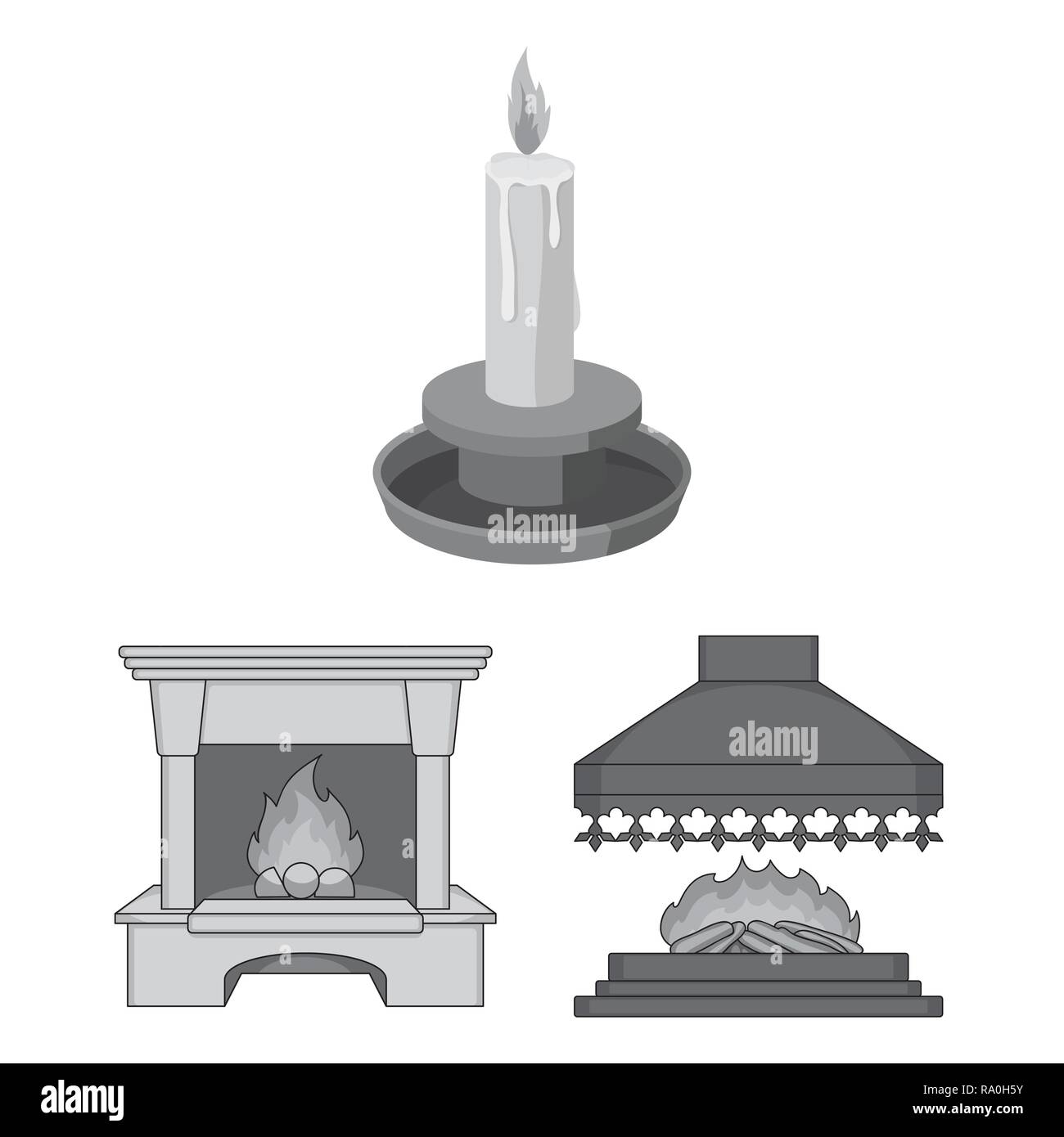 Comic Fireplace Candle Emergency Protection Fight Fire Flame Hot