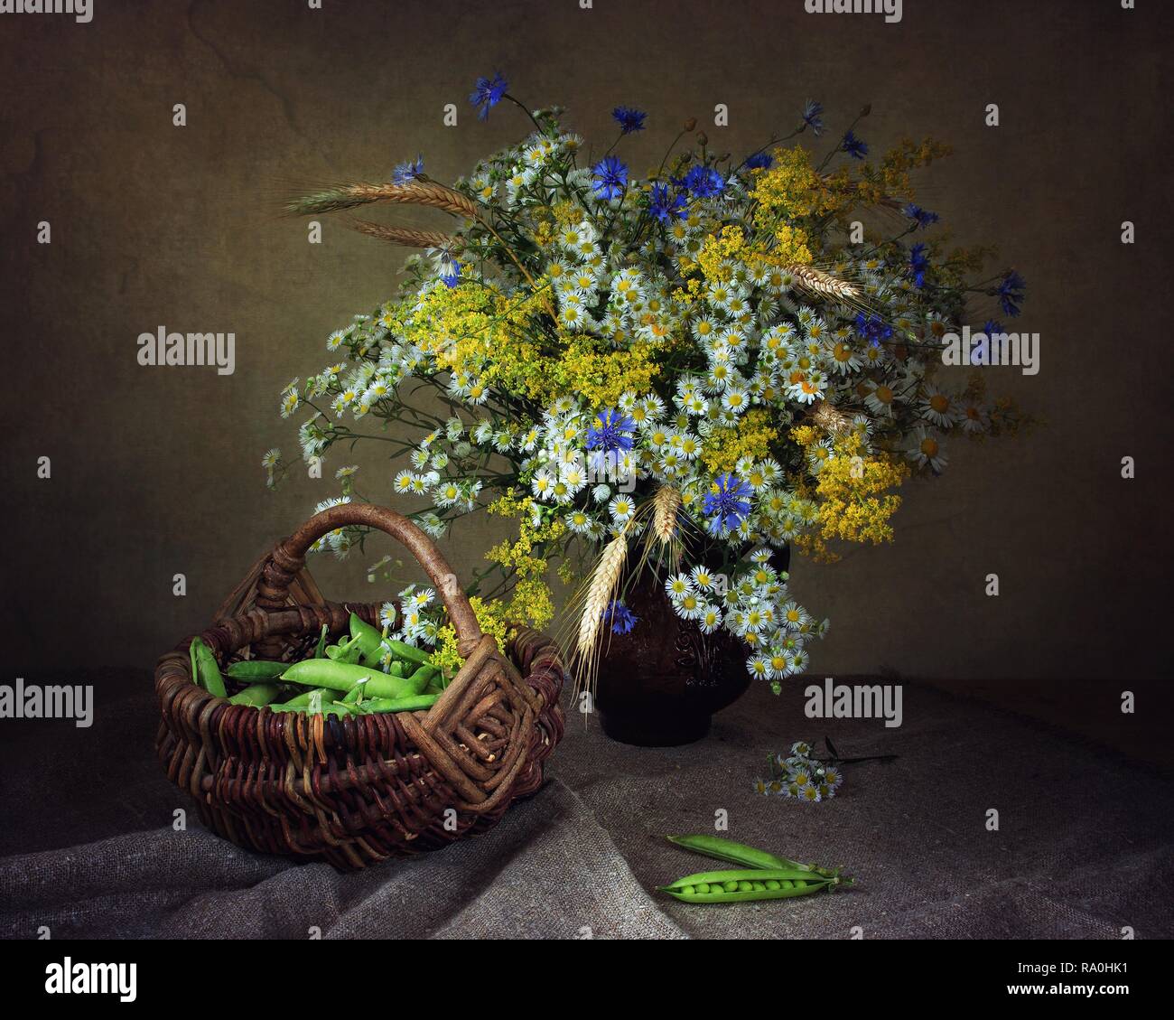Still life with bouquet of wildflowers Stock Photo - Alamy