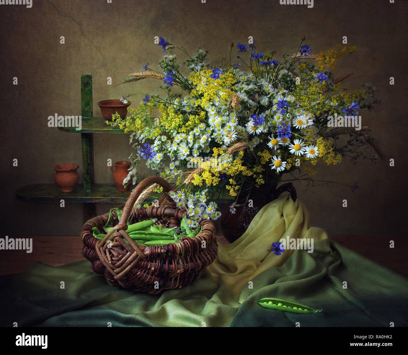 Still life with bouquet of wildflowers Stock Photo - Alamy