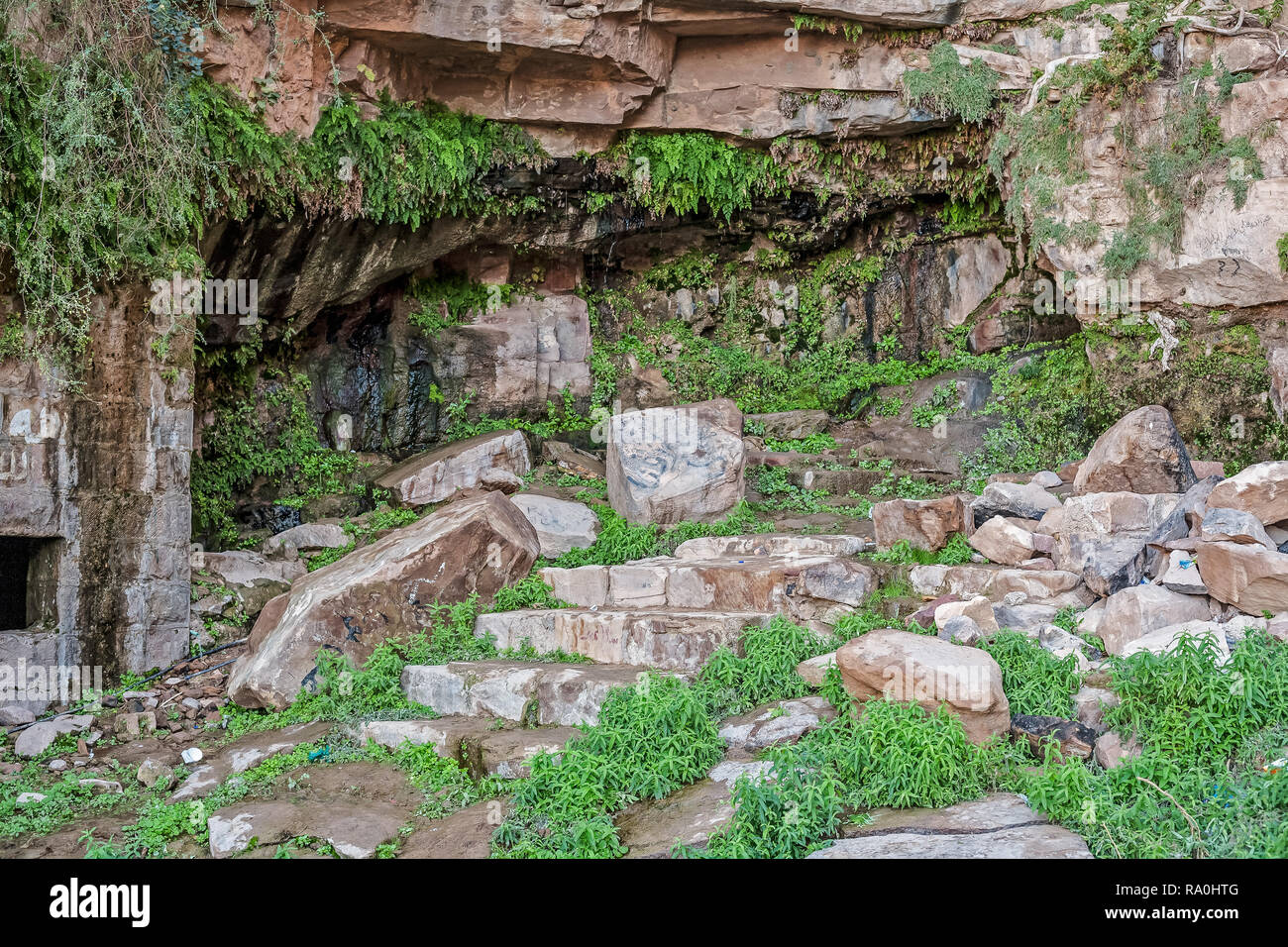 Lawrence' Spring in the Wadi Rum in Jordan. It's local name is Ash Shallala  and is mentioned by Lawrence himself Stock Photo - Alamy