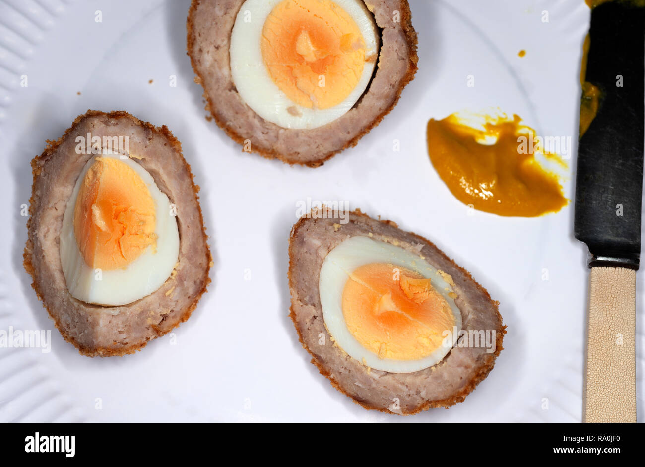 Homemade Scotch eggs Stock Photo
