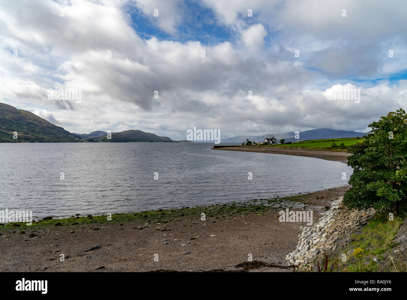 Storm clouds over the Loch Linnhe and Mountains near Onich, Scotland Stock Photo