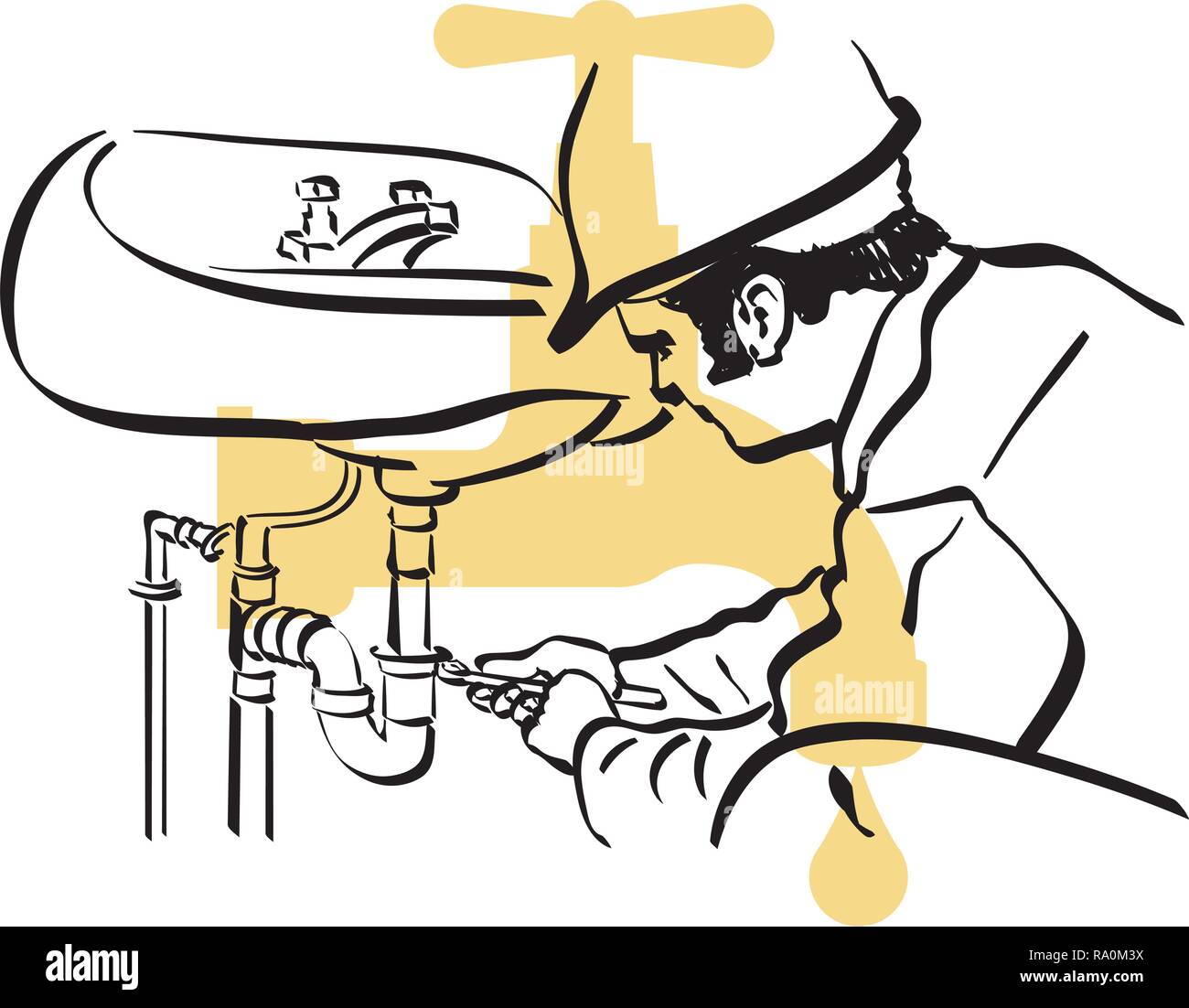 Illustration of a plumber to work Stock Vector