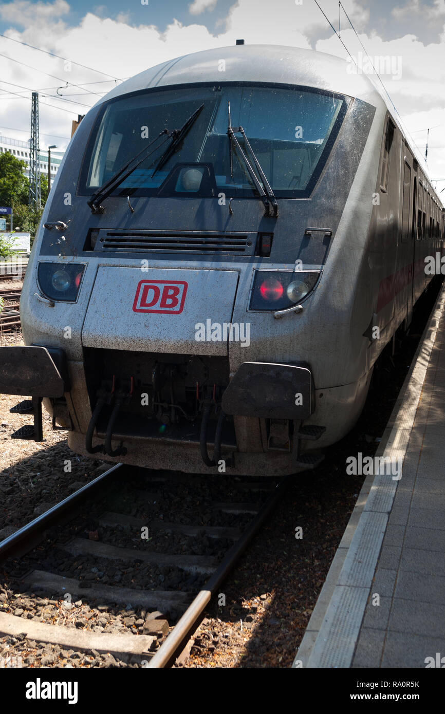 Deutsche Bahn DB high speed German intercity passenger train standing at platform. WARNEMUNDE Germany Stock Photo