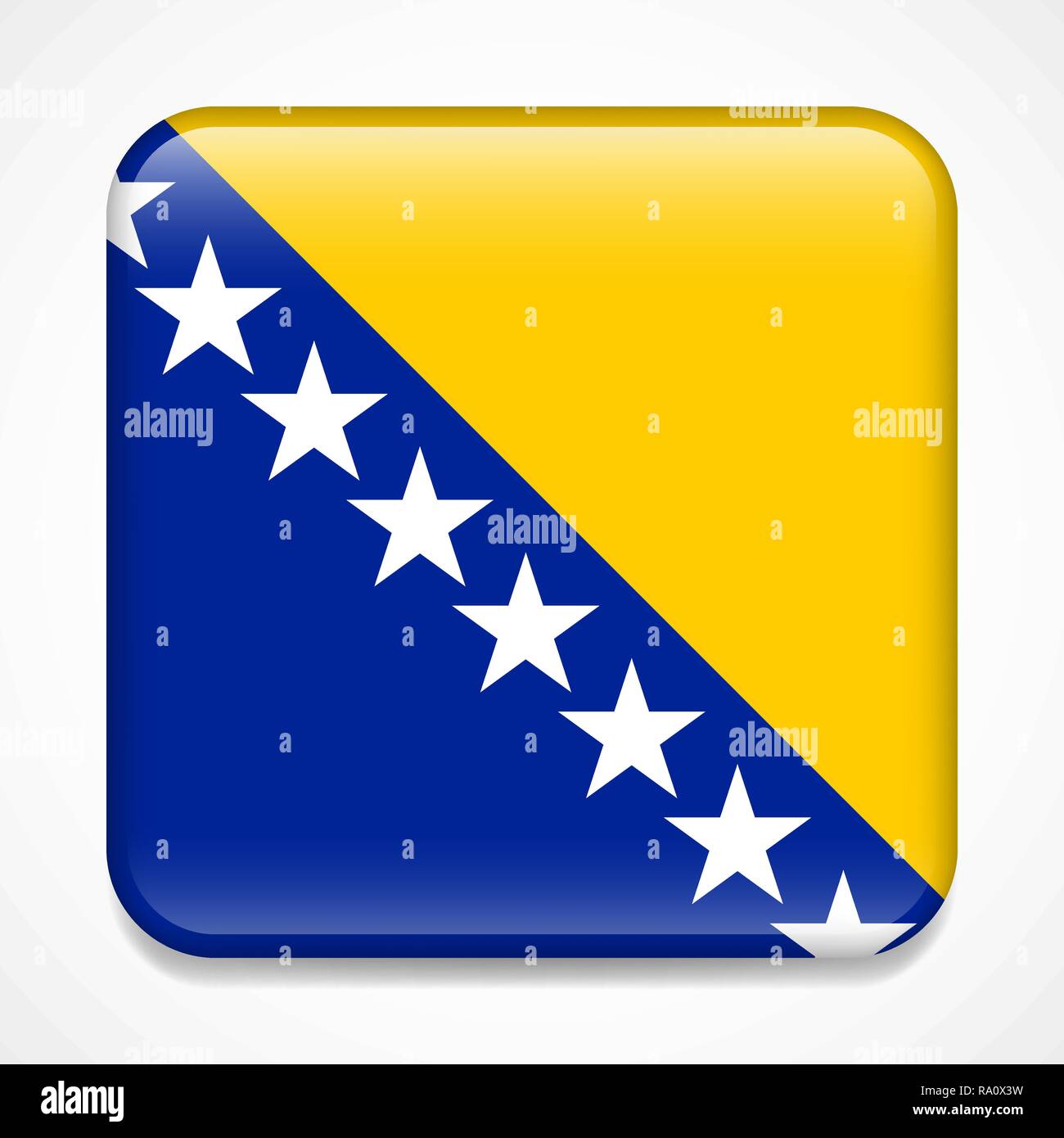 Flag of Bosnia and Herzegovina. Square glossy badge Stock Vector Image ...
