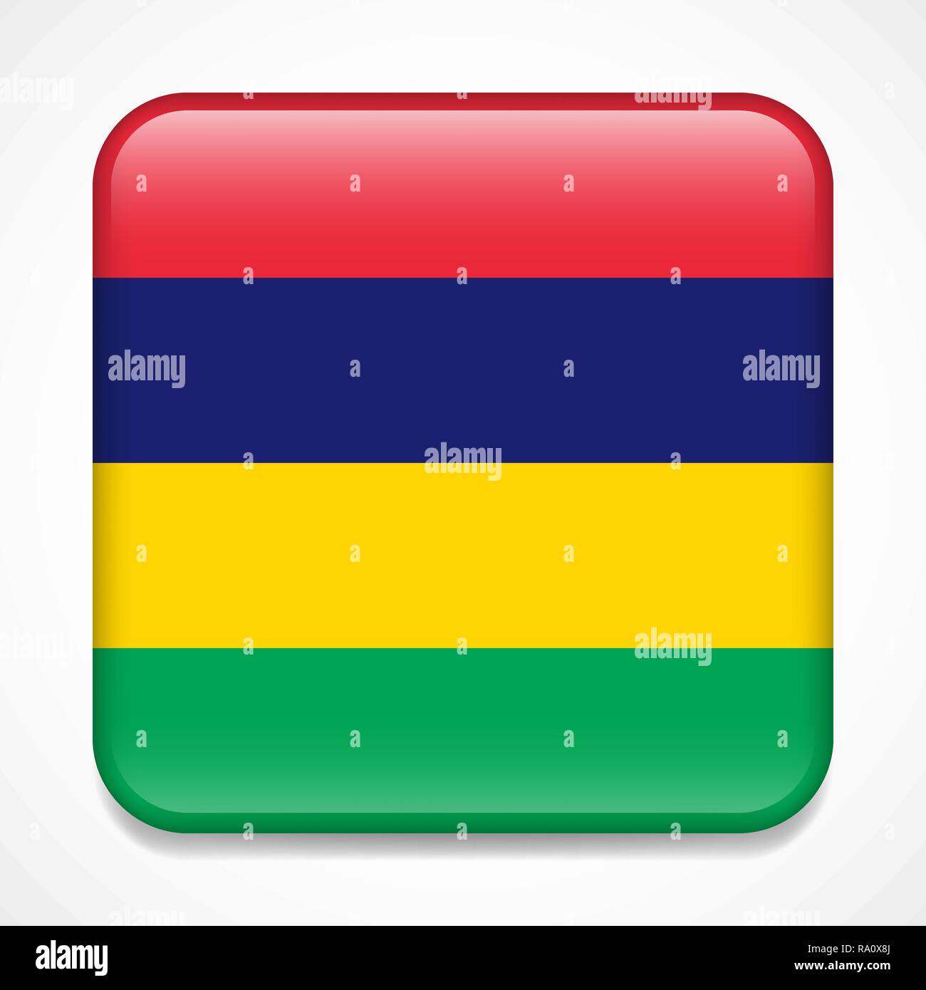Flag of Mauritius. Square glossy badge Stock Vector Image & Art - Alamy