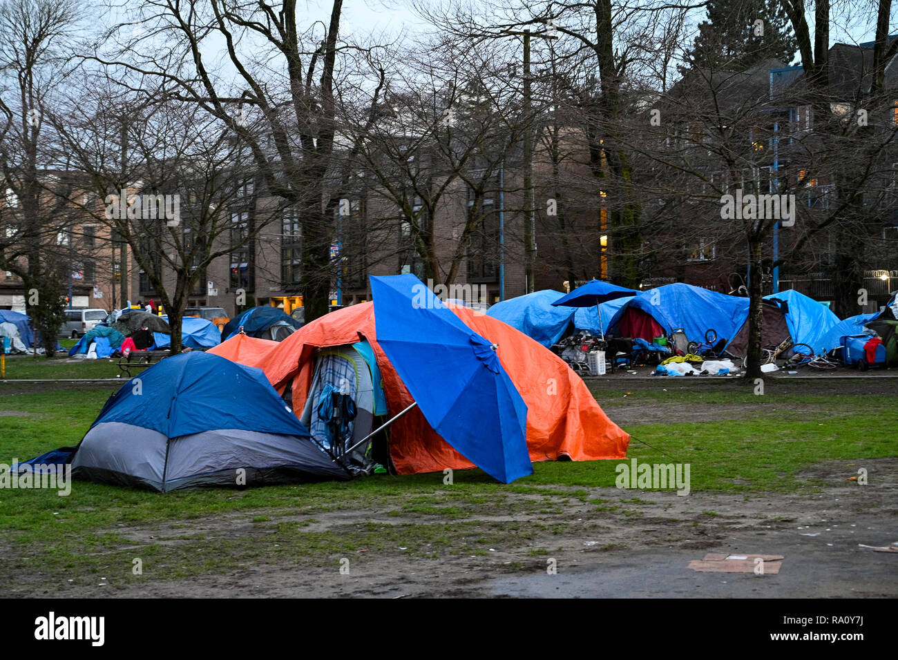 Homeless Tent Camp Oppenheimer Park Downtown Eastside Vancouver British Columbia Canada Stock Photo Alamy