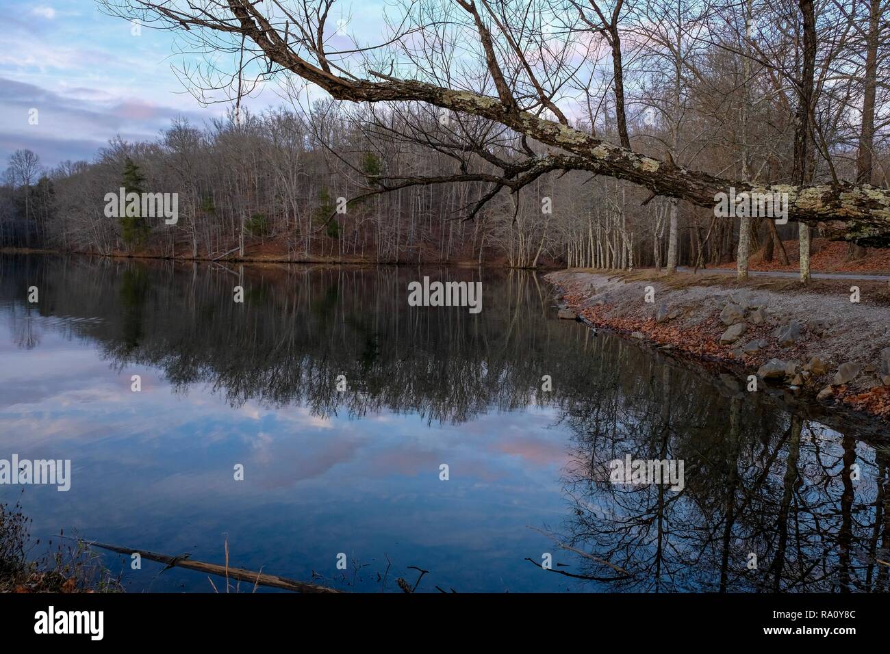 during the late evening at Grundy Lake in Tracy City, Tennessee Stock
