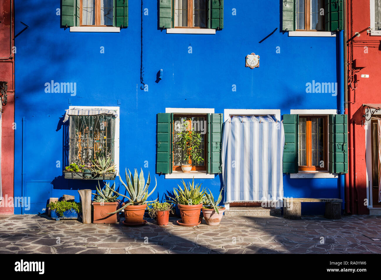 Painted buildings,Burano, Venice, Italy. Stock Photo