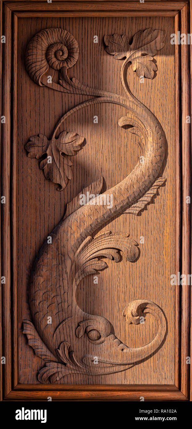 Door panel detail on front door of Burano house, Venice, Italy. Stock Photo
