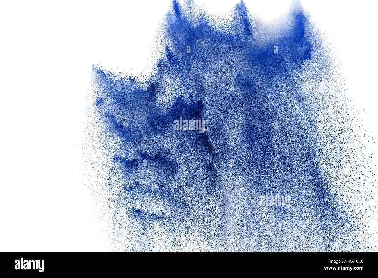 abstract blue dust explosion on white background. abstract blue powder ...