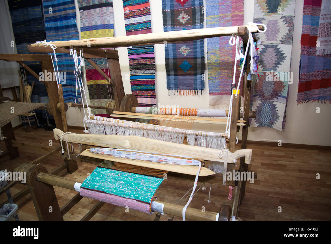 Traditional rustic loom. Russia Ural Stock Photo - Alamy