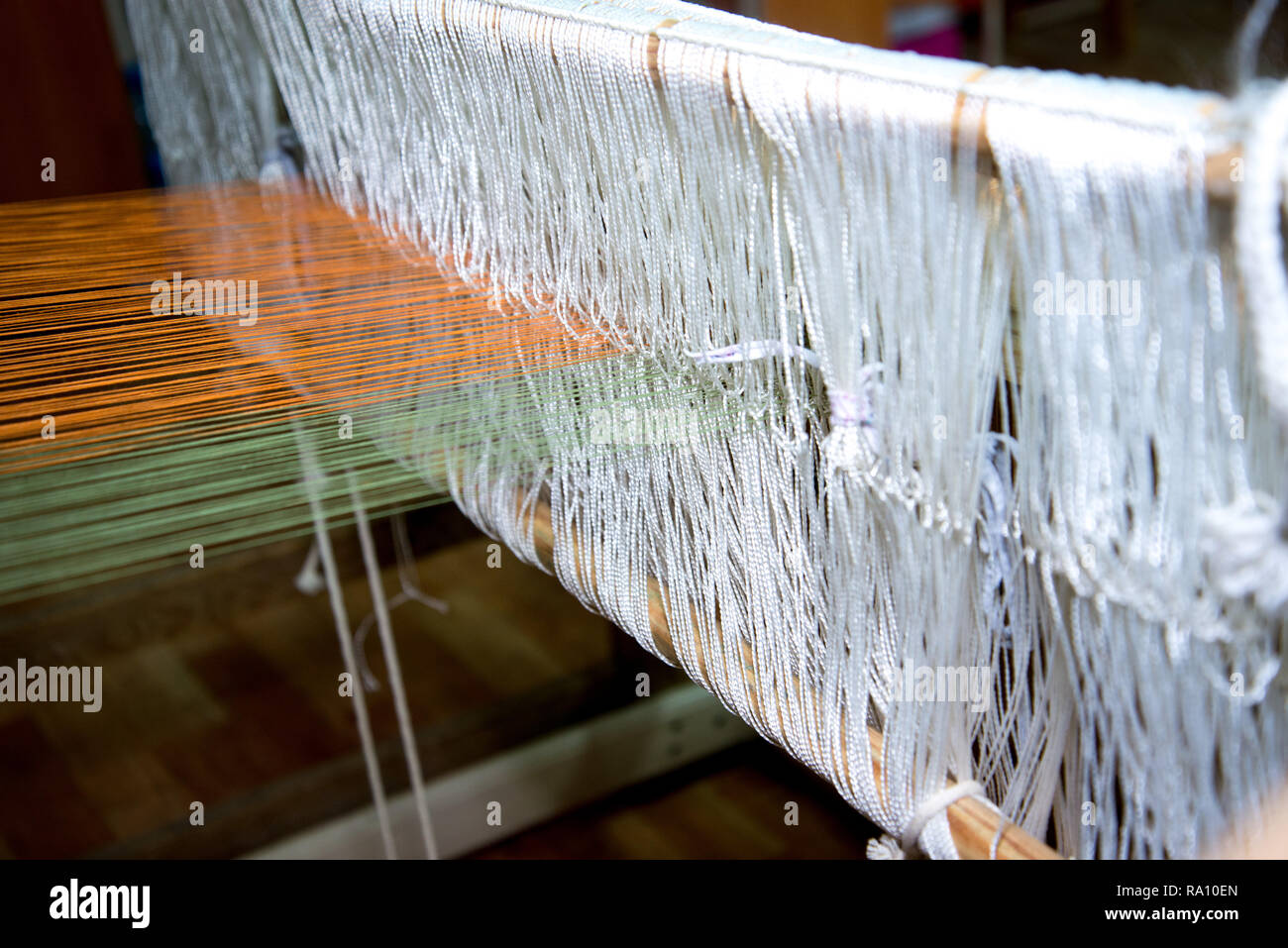 Traditional rustic loom. Russia Ural Stock Photo - Alamy