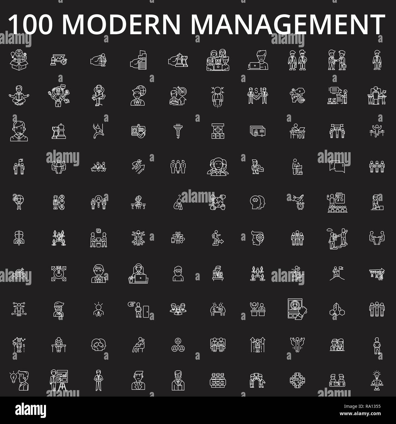 Time management icons black set hi-res stock photography and images - Alamy