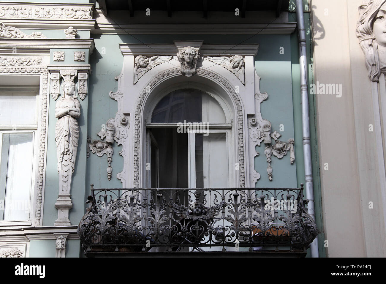 Art nouveau style building on Aghmashenebi Avenue in Tbilisi Stock ...