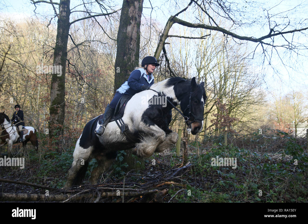 Birtle, Lancashire, UK. 29th December, 2018. Riders gather for a cross