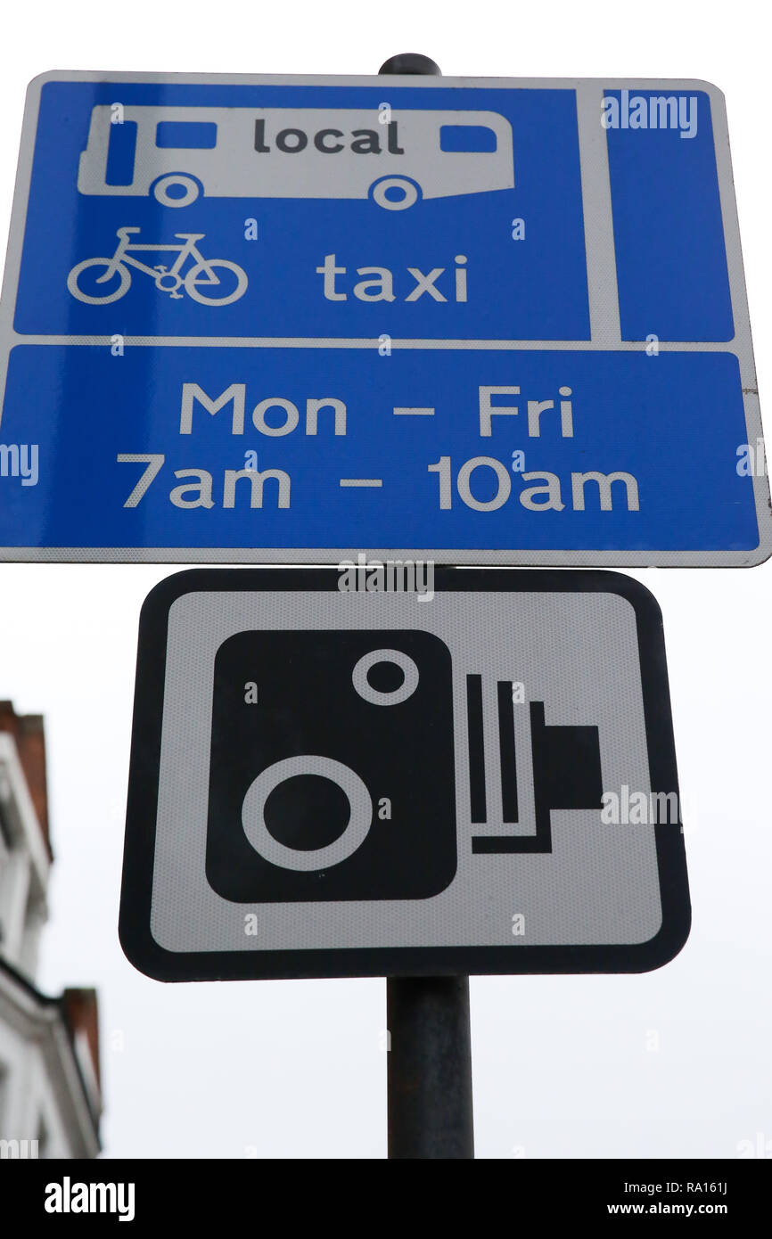 Bus lane camera sign hi-res stock photography and images - Alamy
