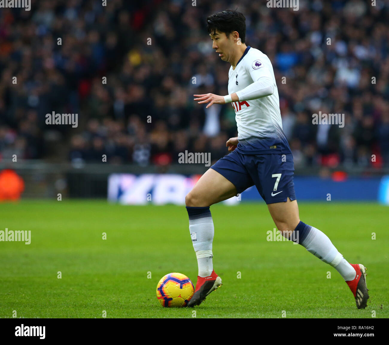 Wembley, Wembley, London, UK. 29th Dec, 2018. Tottenham Hotspur's Son Heung-Min during Premier League between Tottenham Hotspur and Wolverhampton Wanderers at Wembley stadium, London, England on 29 Dec 2018. Credit: Action Foto Sport/Alamy Live News Stock Photo