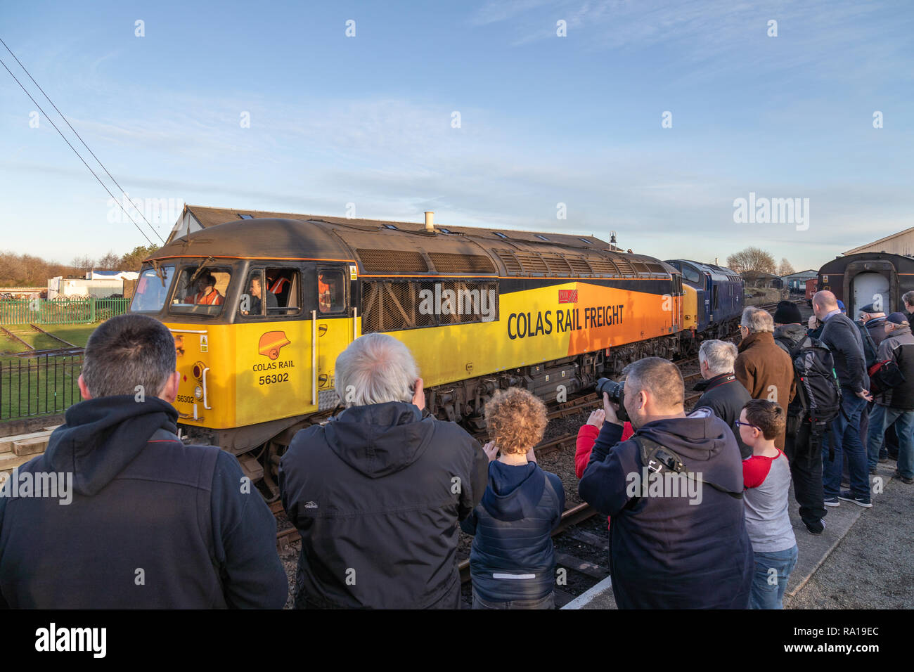 Bo’ness, Scotland, UK. 29th December 2018. The Bo’ness and Kinneil Railway annual Winter Diesel Gala attracts hundreds of train enthusiasts from all over the UK. The event features guest diesel locomotives pulling a passenger train along the 5 mile long line from Bo’ness Station to Manuel Station. © Garry Cornes / Alamy Live News  Stock Photo