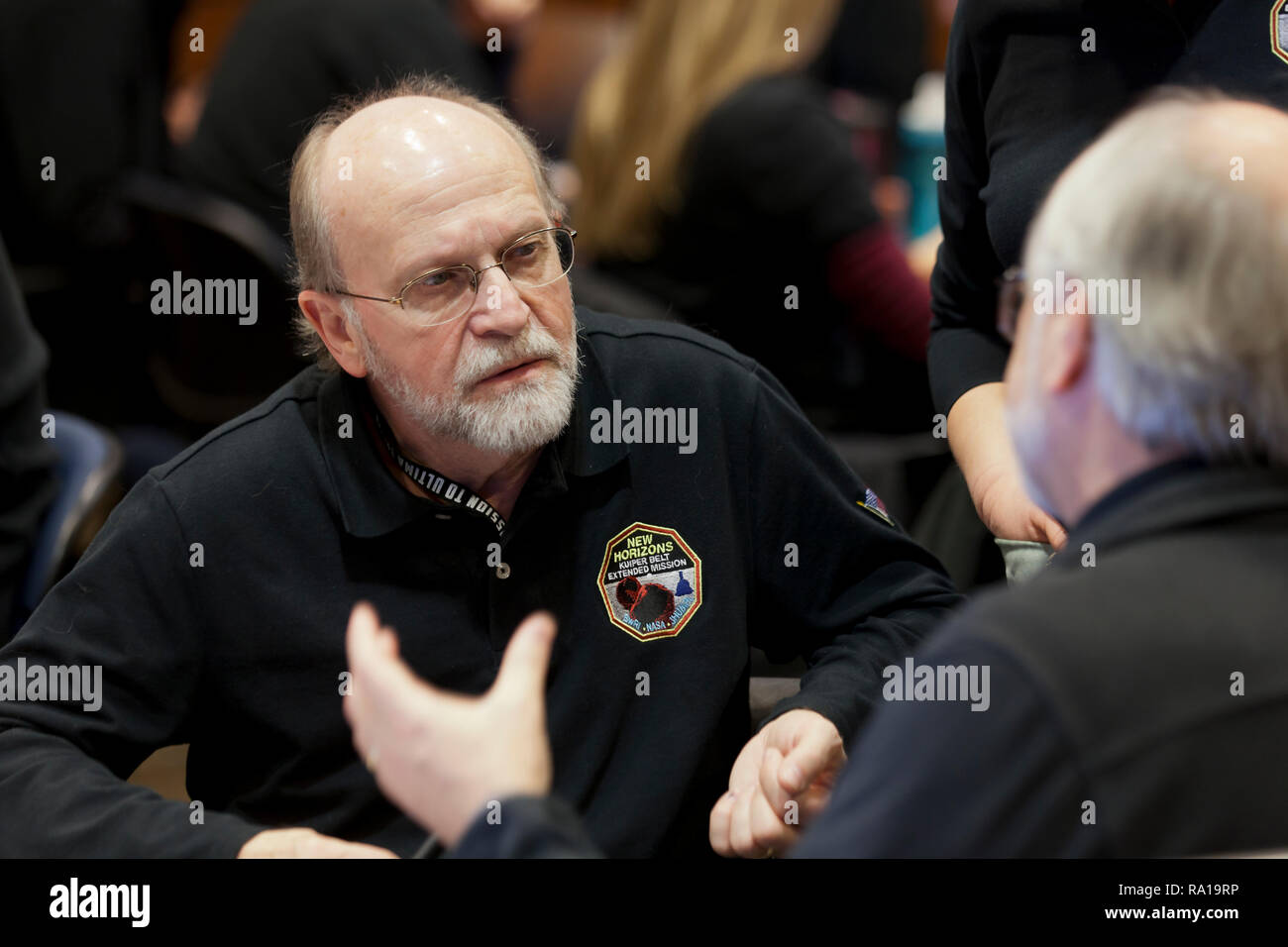 Laurel, Maryland USA, 29th December, 2018: The Johns Hopkins University Applied Physics Laboratory (APL) Mission Operations Center and  Science Operations Center prepare for its interplanetary space probe New Horizons flyby of a Kuiper Belt object Ultima Thule.  New Horizons is scheduled to arrive at Ultima Thule on 05:33 UTC, 1st, January 2019. Credit: B Christopher/Alamy Live News Stock Photo