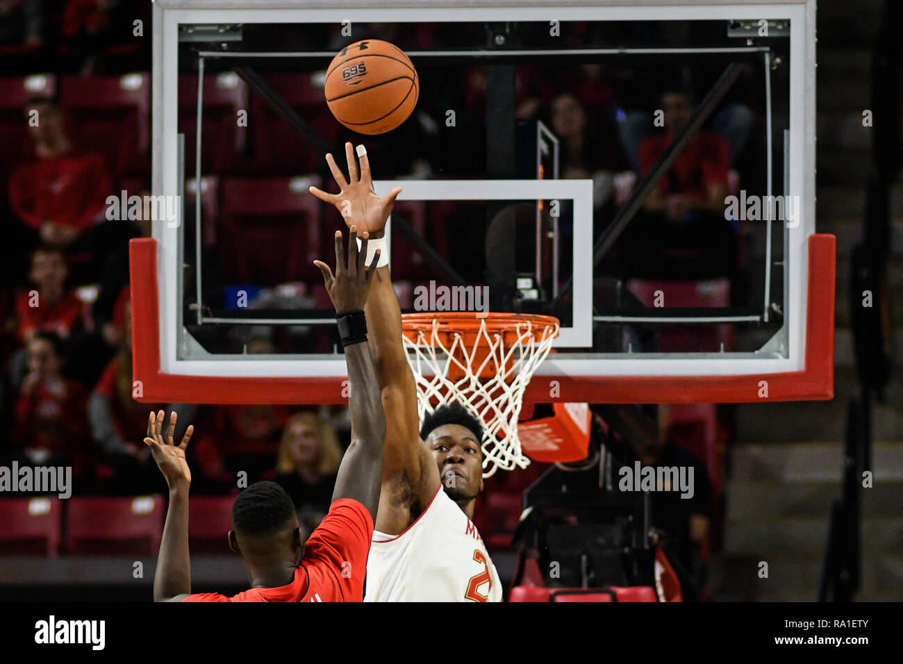 Maryland, USA. 29th Dec, 2018. BRUNO FERNANDO (23) defends against MAWDO SALLAH (20) during the game held at XFINITY Center in College Park, Maryland. Credit: Amy Sanderson/ZUMA Wire/Alamy Live News Stock Photo