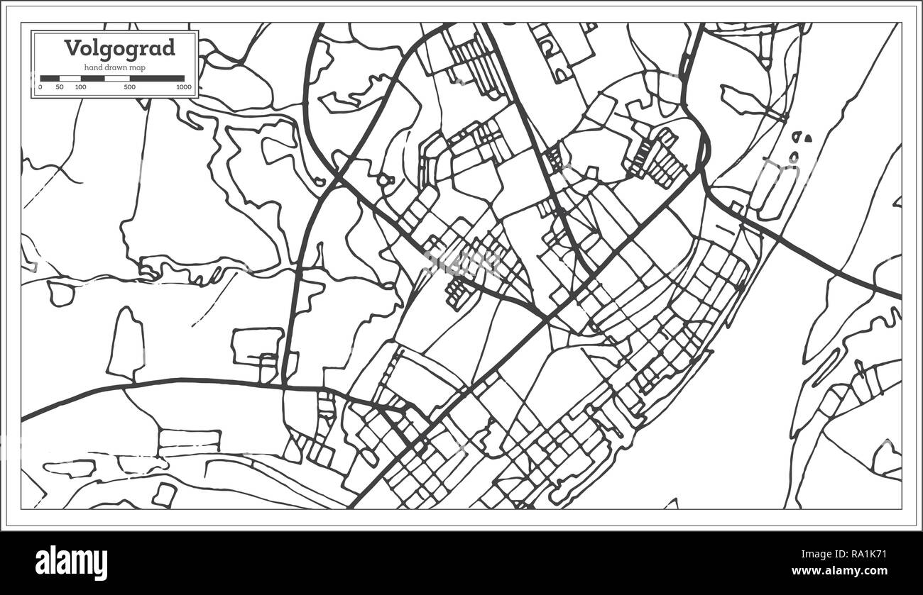Volgograd Russia City Map in Retro Style. Outline Map. Vector
