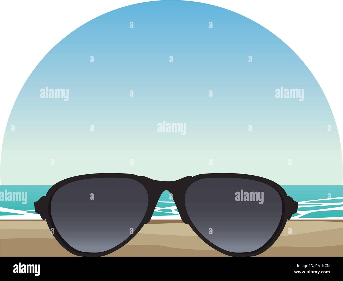 sunglasses summer icon with beach landscape vector illustration graphic ...