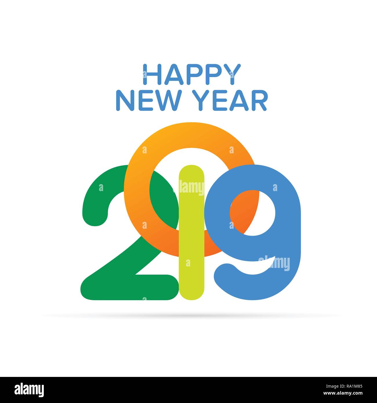 Happy New Year 2019 text design. Cover of business diary for 2019 with wishes. Brochure design template, card, banner. Vector illustration. - Vector Stock Vector