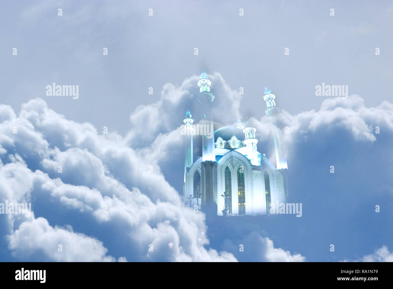 holy Islamic mosque in heaven. conceptual image Stock Photo