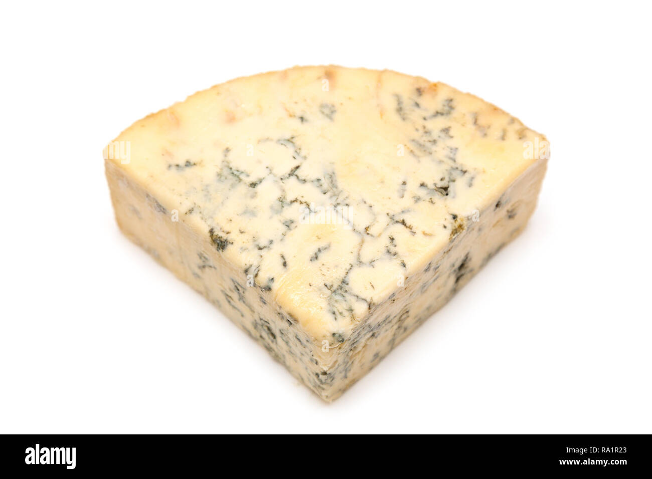 Stiton Mature blue Stilton cheese isolated on a white studio background Stock ...