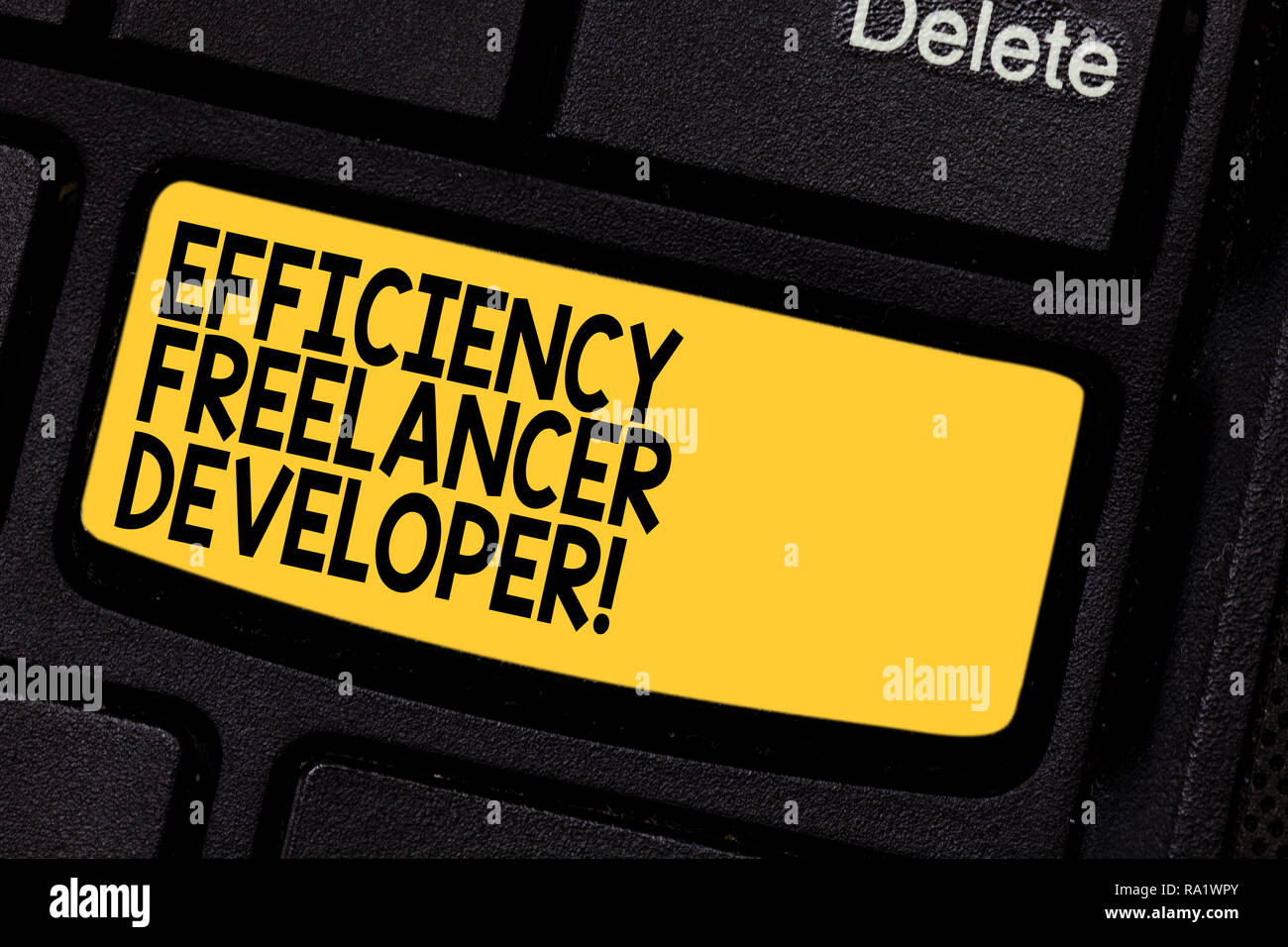 Handwriting text Efficiency Freelancer Developer. Concept meaning ensure projects run smoothly and efficient Keyboard key Intention to create computer Stock Photo