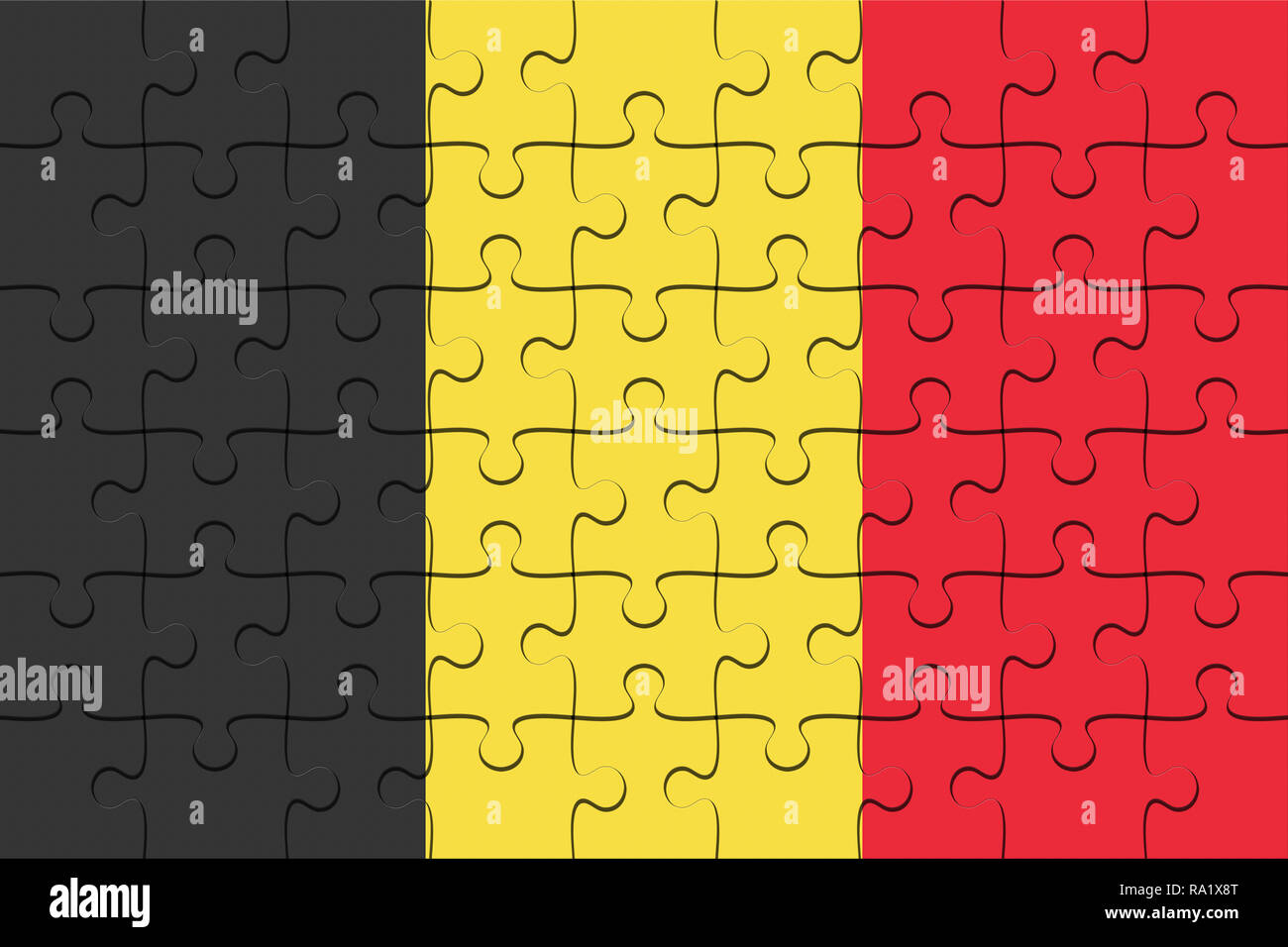 Belgium Flag Jigsaw Puzzle, 3d illustration background Stock Photo - Alamy