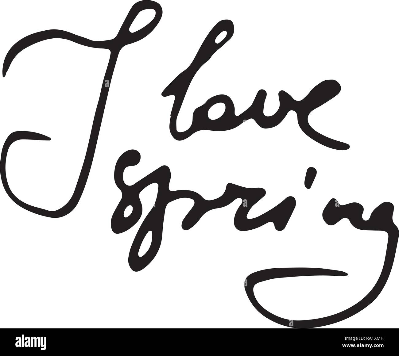 I love spring. Hand sketched logo, badge typography icon. Lettering ...